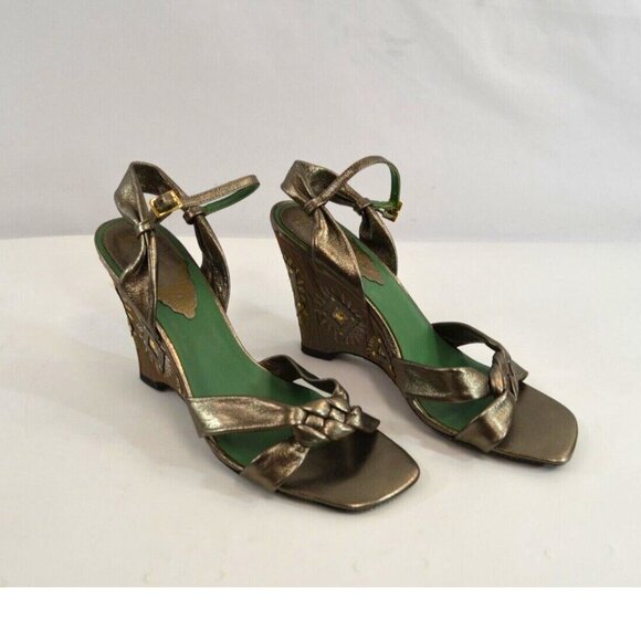 Hilary Radley Embroidered Wedges Slingback Open Toe Sandals Size 9M - Picture 1 of 9